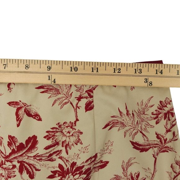 Eddie Bauer Floral Print Straight Pencil Skirt Womens Size 6 Cotton Tan Burgundy - Picture 3 of 11